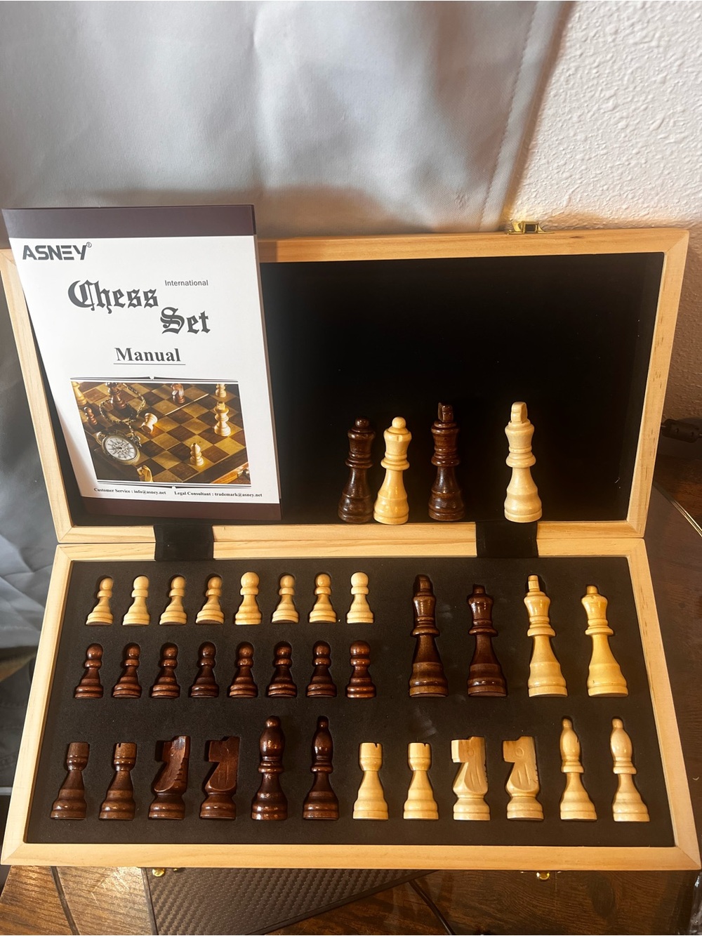 Wooden Chess Set in Light Natural and Dark Brown